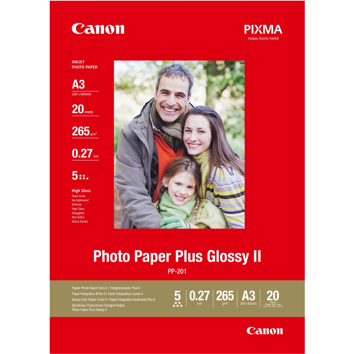 CANON PP-201 Fotoglanz Plus II 265g A3 20 Blatt