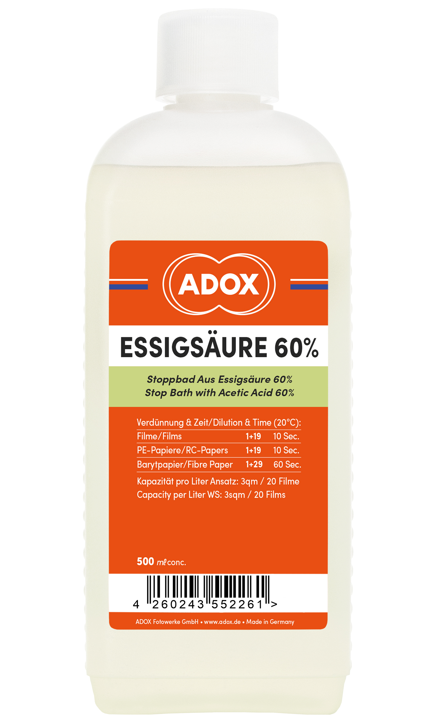 ADOX Essigsäure 60% 500 ml Konzentrat