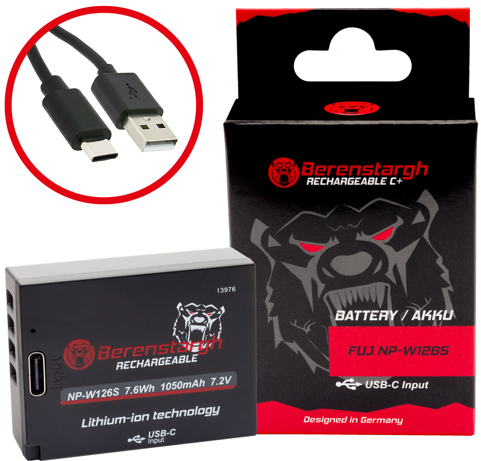 BERENSTARGH 13976 Akku wie Fuji NP-W126S USB-C Image