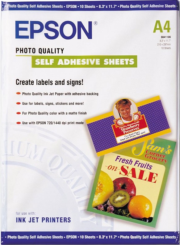 EPSON Photo Quality InkJet Paper SK A4 167g 10 Blatt C13S041106